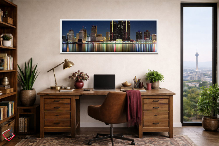 تابلو دکوراتیو Detroit River, Detroit, Michigan, USA #2,ساختمان ها در… اثر پانورامیک ایمجز - D1W