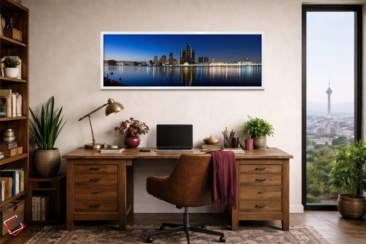 تابلو دکوراتیو Detroit River, Detroit, Michigan, USA #2,ساختمان ها در… اثر پانورامیک ایمجز - D1W