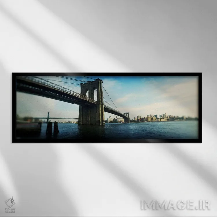 تابلو دکوراتیو Brooklyn Bridge, East River, Brooklyn, New York City, N… اثر پانورامیک ایمجز - نمای قابدار مشکی