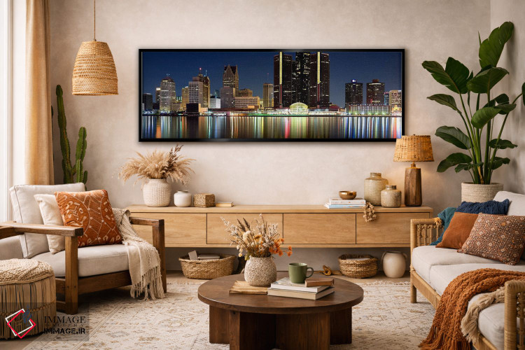 تابلو دکوراتیو Detroit River, Detroit, Michigan, USA #2,ساختمان ها در… اثر پانورامیک ایمجز - D4B