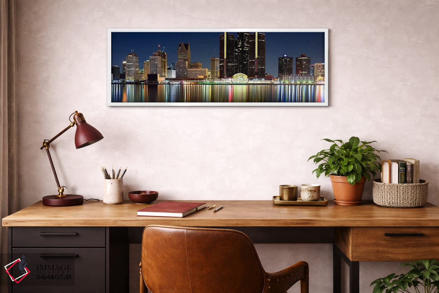 تابلو دکوراتیو Detroit River, Detroit, Michigan, USA #2,ساختمان ها در… اثر پانورامیک ایمجز - D3W