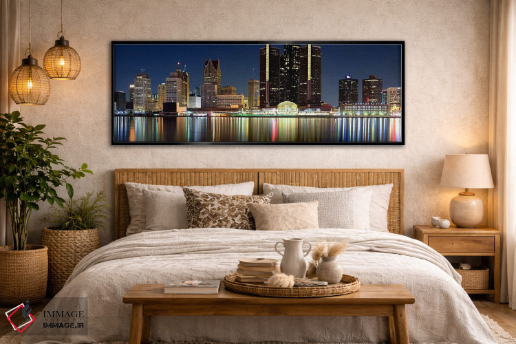 تابلو دکوراتیو Detroit River, Detroit, Michigan, USA #2,ساختمان ها در… اثر پانورامیک ایمجز - D5B