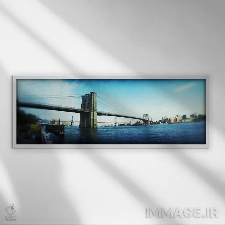 تابلو دکوراتیو Brooklyn Bridge, East River, Brooklyn, New York City, N… اثر پانورامیک ایمجز - نمای قابدار سفید