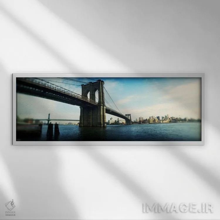 تابلو دکوراتیو Brooklyn Bridge, East River, Brooklyn, New York City, N… اثر پانورامیک ایمجز - نمای قابدار سفید