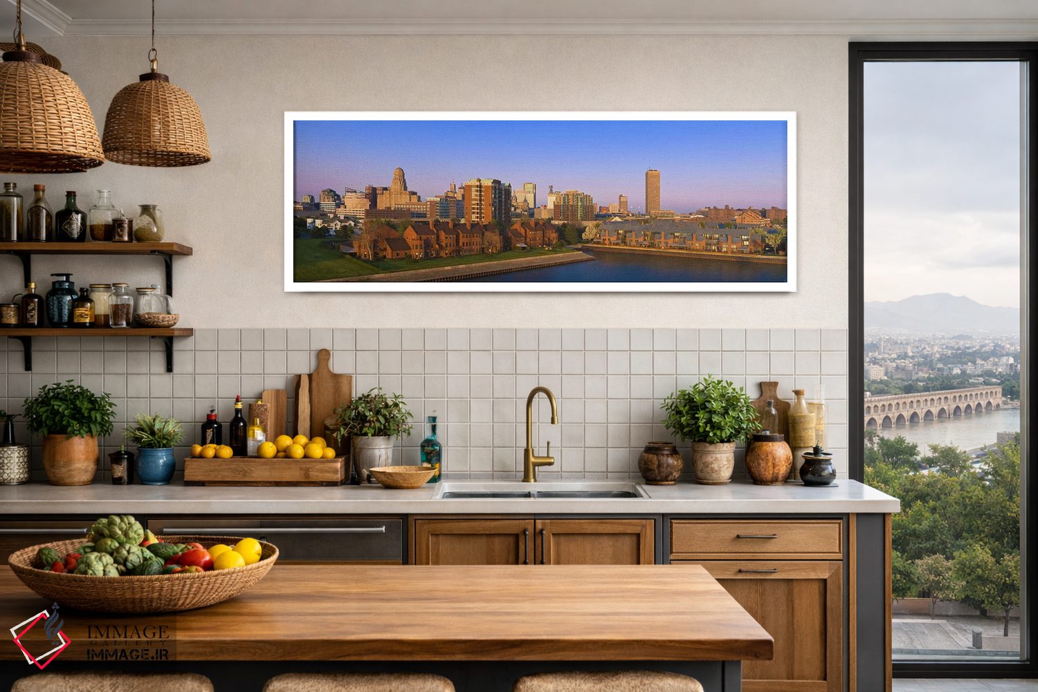 تابلو دکوراتیو Buffalo, New York State, USA,نمای زاویه بالا از شهر، بو… اثر پانورامیک ایمجز - D1W