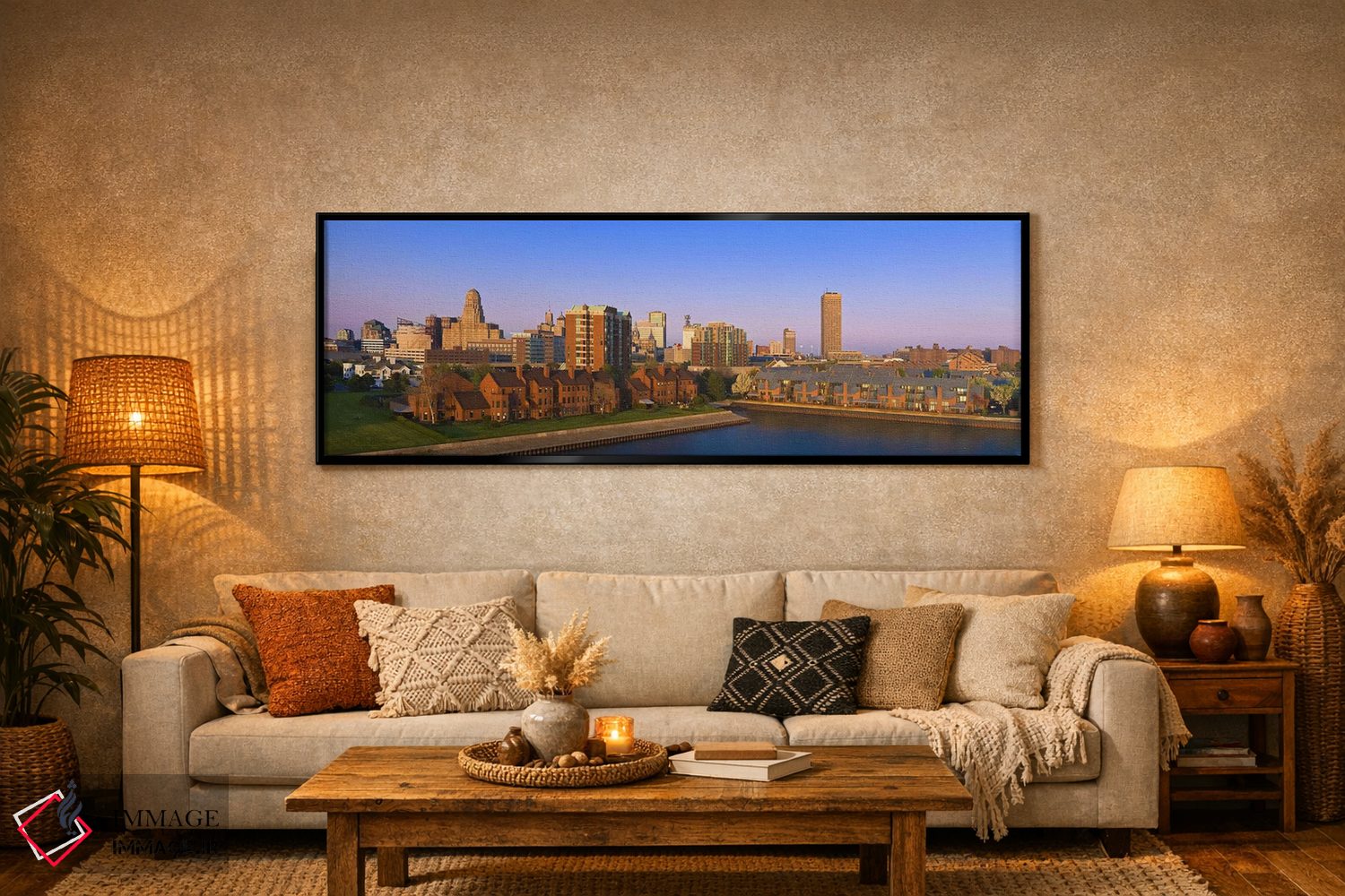 تابلو دکوراتیو Buffalo, New York State, USA,نمای زاویه بالا از شهر، بو… اثر پانورامیک ایمجز - D6B