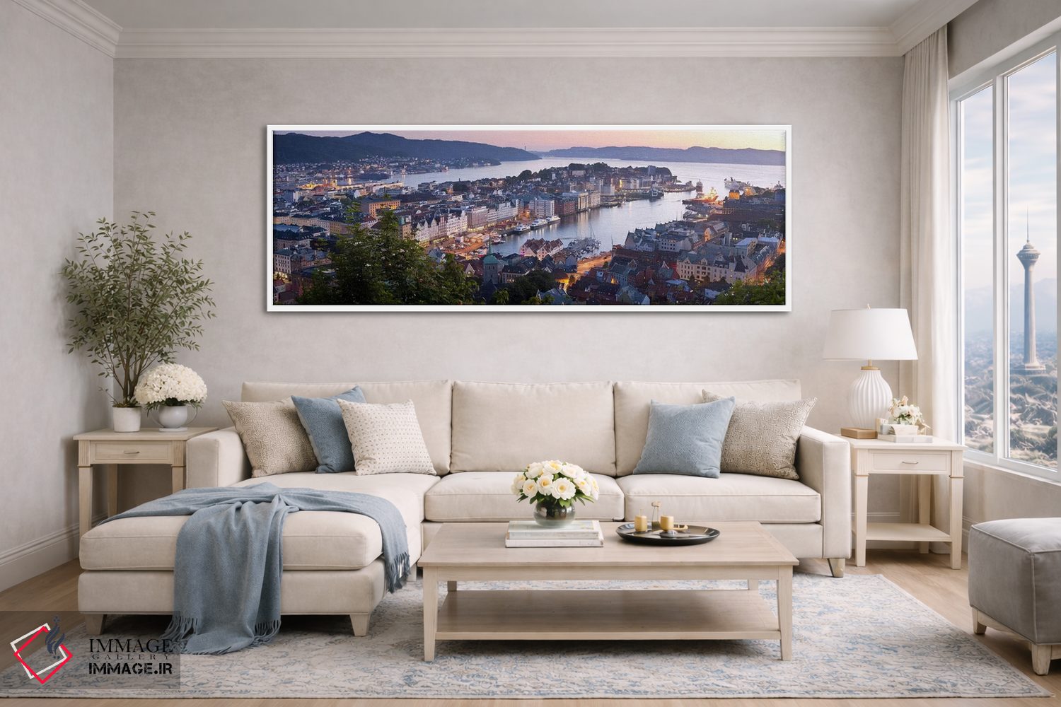 تابلو دکوراتیو Bergen, Hordaland, Vestlandet, Norway,درخشش غروب بر فرا… اثر پانورامیک ایمجز - D5W