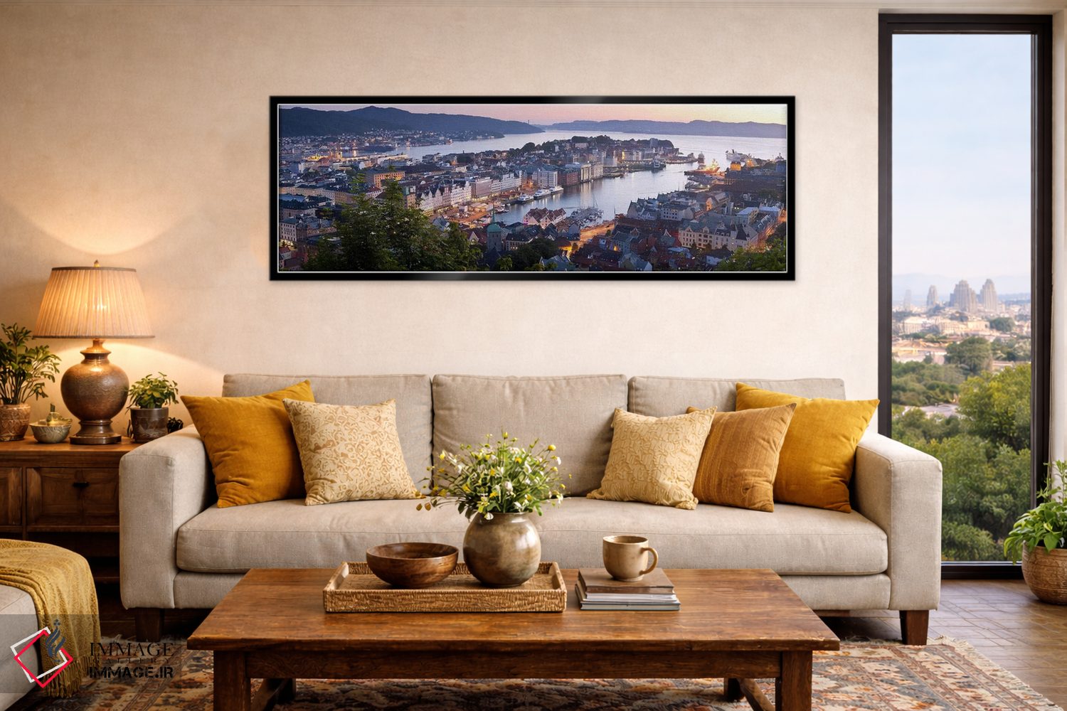 تابلو دکوراتیو Bergen, Hordaland, Vestlandet, Norway,درخشش غروب بر فرا… اثر پانورامیک ایمجز - D6B