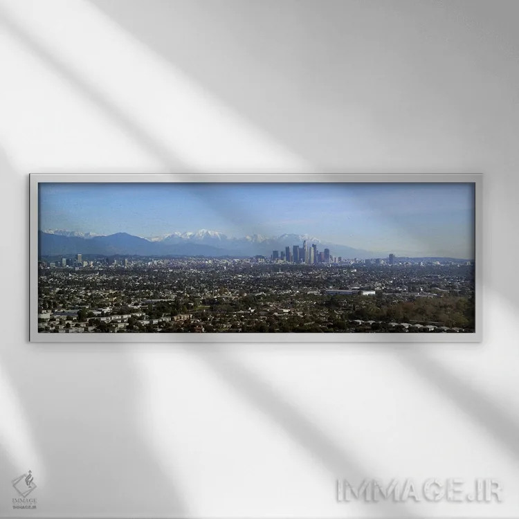 تابلو دکوراتیو California, USA,شهر با کوه ها در پس زمینه، لس آنجلس، کا… اثر پانورامیک ایمجز - نمای قابدار سفید
