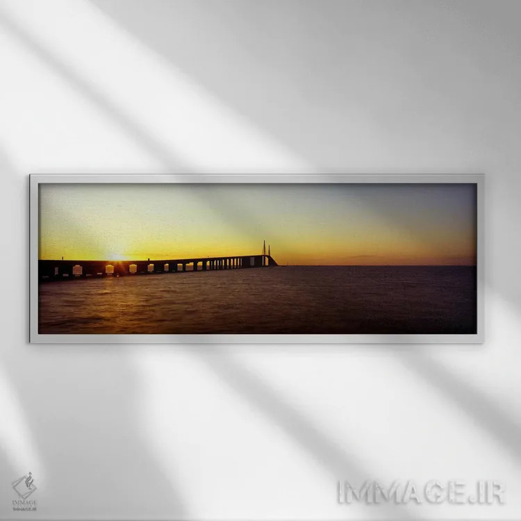 تابلو دکوراتیو Sunshine Skyway Bridge, Tampa Bay, St. Petersburg, Pine… اثر پانورامیک ایمجز - نمای قابدار سفید
