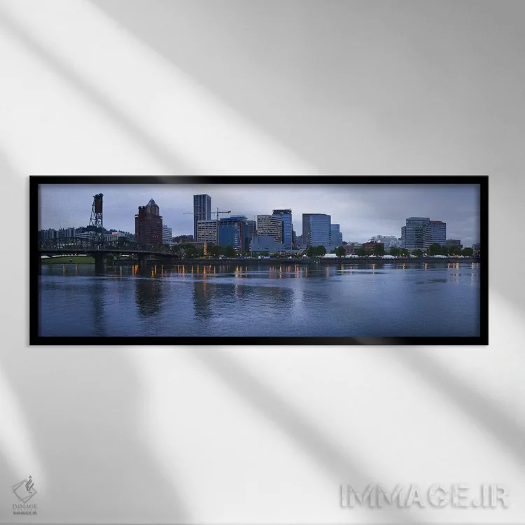 تابلو دکوراتیو Willamette River, Portland, Multnomah County, Oregon, U… اثر پانورامیک ایمجز - نمای قابدار مشکی