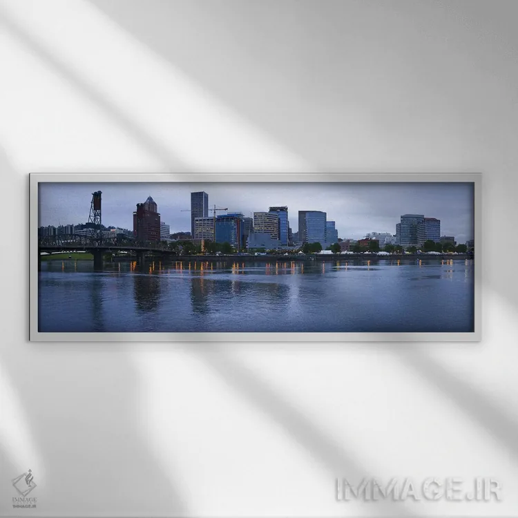 تابلو دکوراتیو Willamette River, Portland, Multnomah County, Oregon, U… اثر پانورامیک ایمجز - نمای قابدار سفید