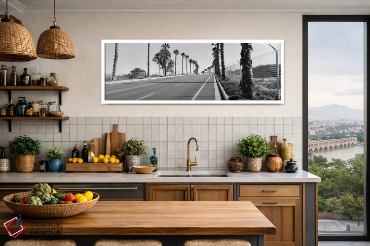 تابلو دکوراتیو California, USA,درختان نخل در امتداد جاده، سن دیگو، کال… اثر پانورامیک ایمجز - D5W