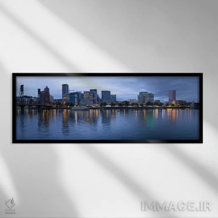 تابلو دکوراتیو Willamette River, Portland, Multnomah County, Oregon, U… اثر پانورامیک ایمجز - نمای قابدار مشکی