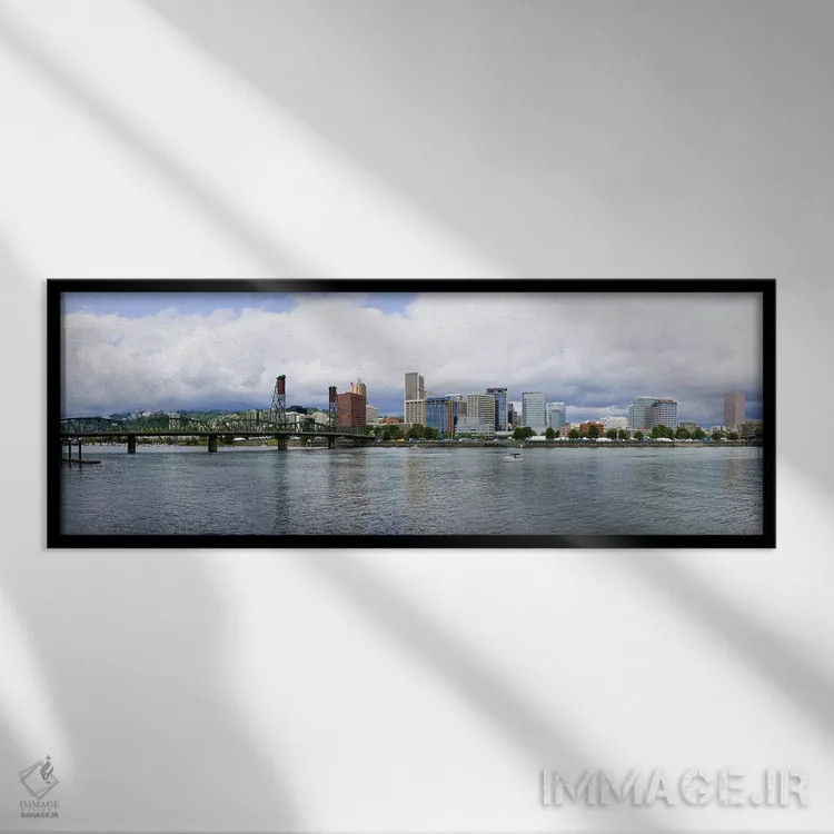 تابلو دکوراتیو Willamette River, Portland, Multnomah County, Oregon, U… اثر پانورامیک ایمجز - نمای قابدار مشکی