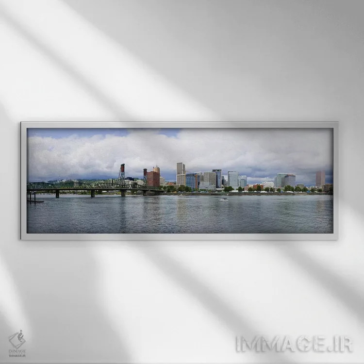 تابلو دکوراتیو Willamette River, Portland, Multnomah County, Oregon, U… اثر پانورامیک ایمجز - نمای قابدار سفید