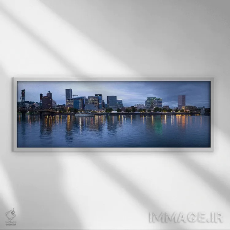 تابلو دکوراتیو Willamette River, Portland, Multnomah County, Oregon, U… اثر پانورامیک ایمجز - نمای قابدار سفید
