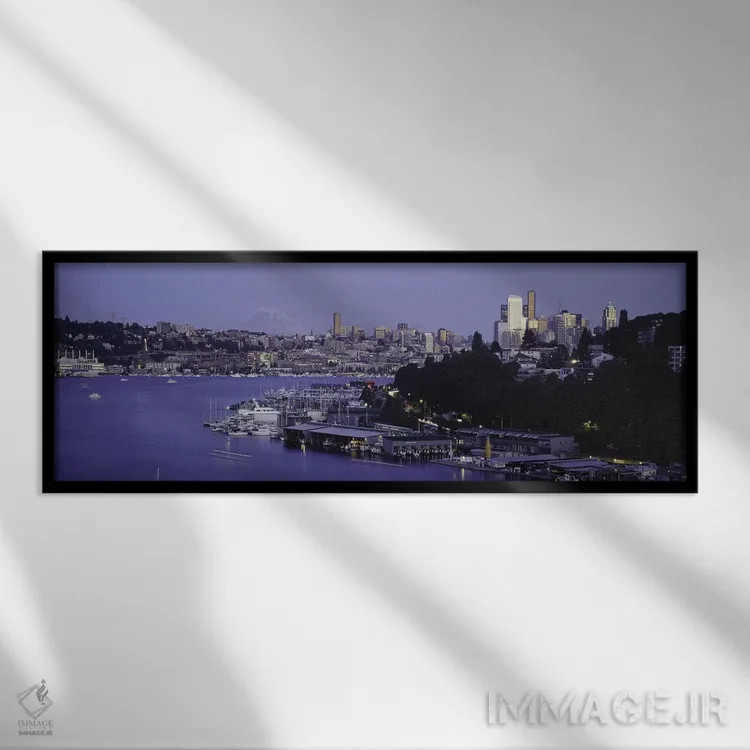 تابلو دکوراتیو Lake Union, Seattle, King County, Washington State, USA… اثر پانورامیک ایمجز - نمای قابدار مشکی