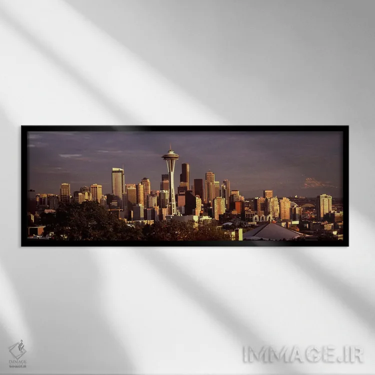 تابلو دکوراتیو Space Needle, Seattle, King County, Washington State, U… اثر پانورامیک ایمجز - نمای قابدار مشکی