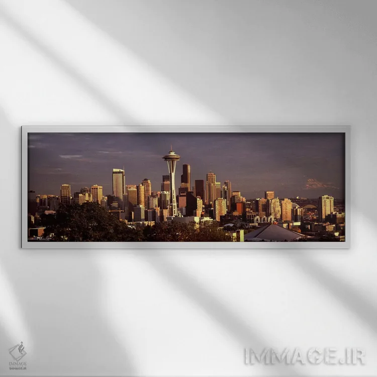 تابلو دکوراتیو Space Needle, Seattle, King County, Washington State, U… اثر پانورامیک ایمجز - نمای قابدار سفید