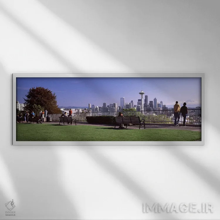 تابلو دکوراتیو Space Needle, Seattle, King County, Washington State, U… اثر پانورامیک ایمجز - نمای قابدار سفید