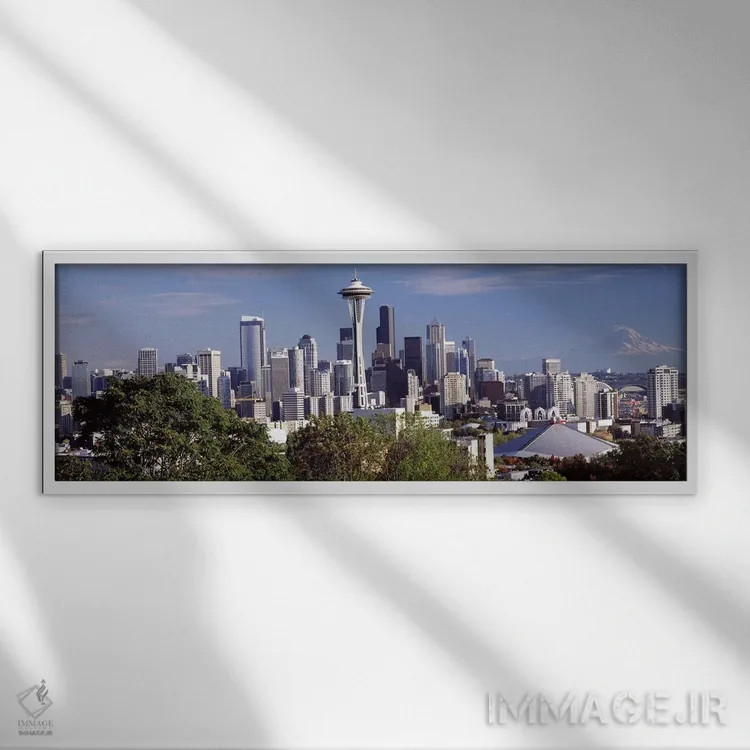 تابلو دکوراتیو Space Needle, Seattle, King County, Washington State, U… اثر پانورامیک ایمجز - نمای قابدار سفید