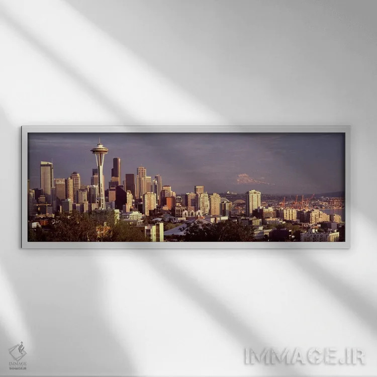 تابلو دکوراتیو Space Needle, Seattle, King County, Washington State, U… اثر پانورامیک ایمجز - نمای قابدار سفید