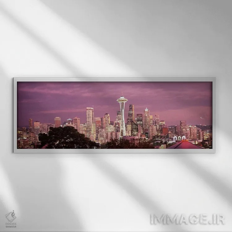 تابلو دکوراتیو Space Needle, Seattle, King County, Washington State, U… اثر پانورامیک ایمجز - نمای قابدار سفید