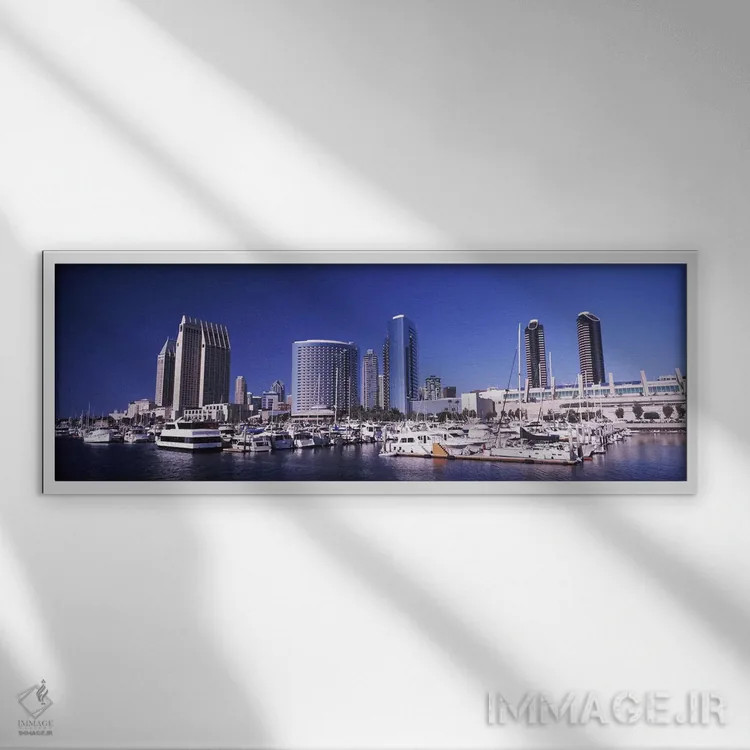 تابلو دکوراتیو San Diego, California, USA 2010,قایق ها در بندر، سن دیگ… اثر پانورامیک ایمجز - نمای قابدار سفید