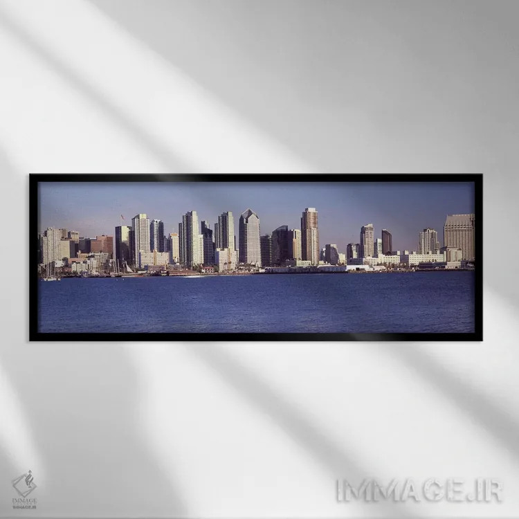تابلو دکوراتیو San Diego, California, USA 2010 #2,ساختمان ها در کنار آ… اثر پانورامیک ایمجز - نمای قابدار مشکی