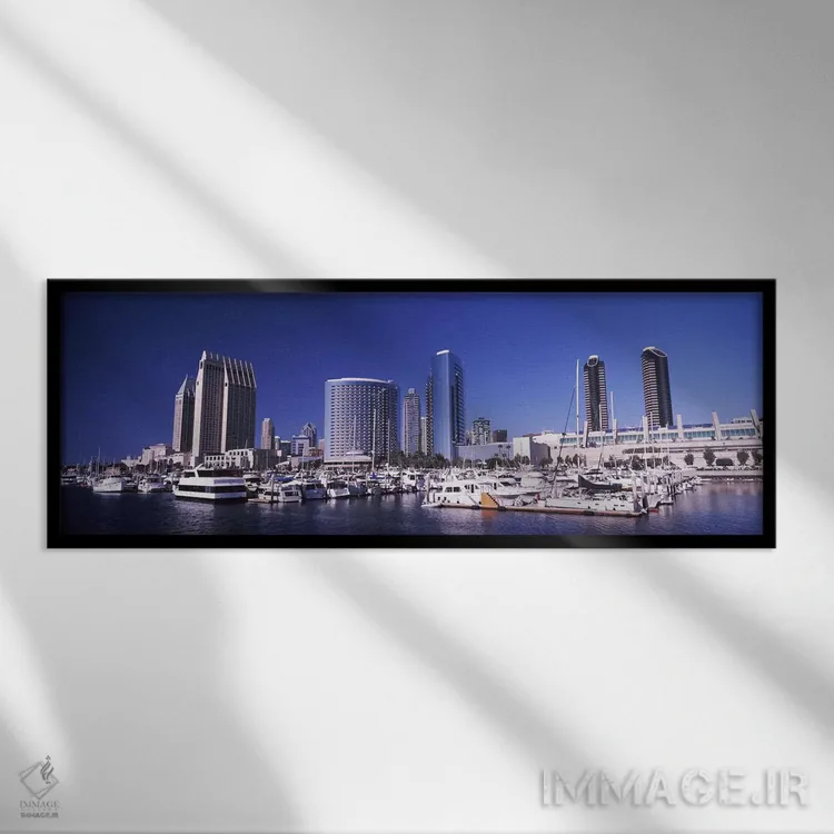 تابلو دکوراتیو San Diego, California, USA 2010,قایق ها در بندر، سن دیگ… اثر پانورامیک ایمجز - نمای قابدار مشکی