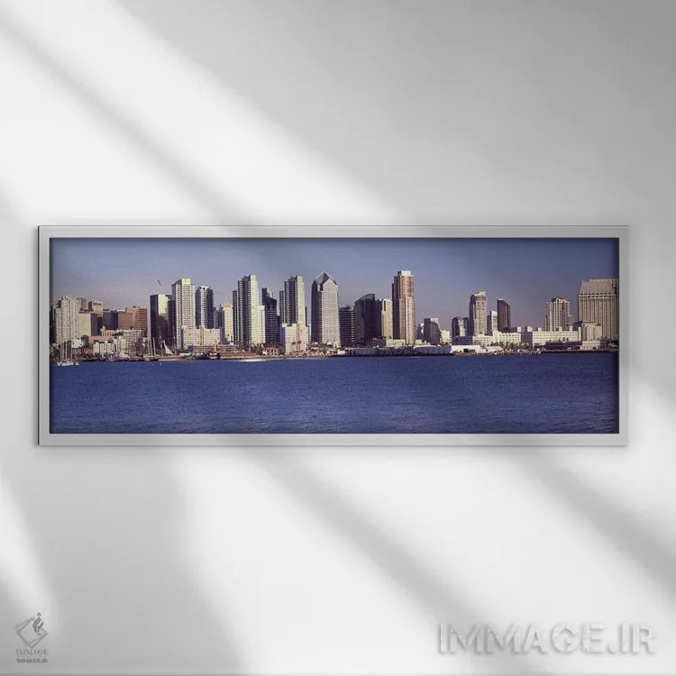 تابلو دکوراتیو San Diego, California, USA 2010 #2,ساختمان ها در کنار آ… اثر پانورامیک ایمجز - نمای قابدار سفید