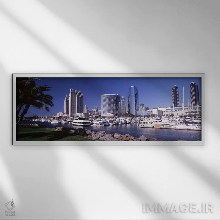 تابلو دکوراتیو California, USA,قایق ها در بندر، سن دیگو، کالیفرنیا، آم… اثر پانورامیک ایمجز - نمای قابدار سفید