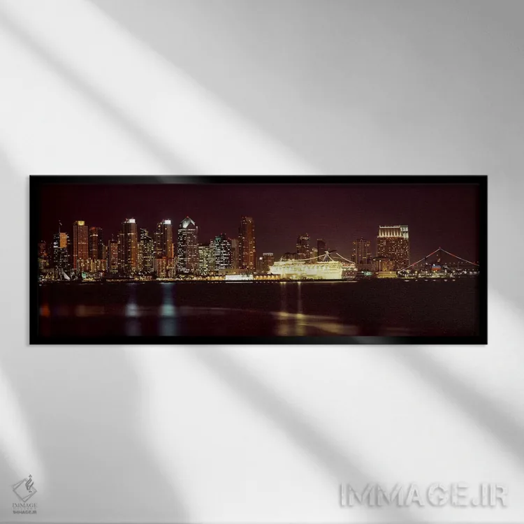 تابلو دکوراتیو San Diego, California, USA 2010 #4,ساختمان ها در کنار آ… اثر پانورامیک ایمجز - نمای قابدار مشکی