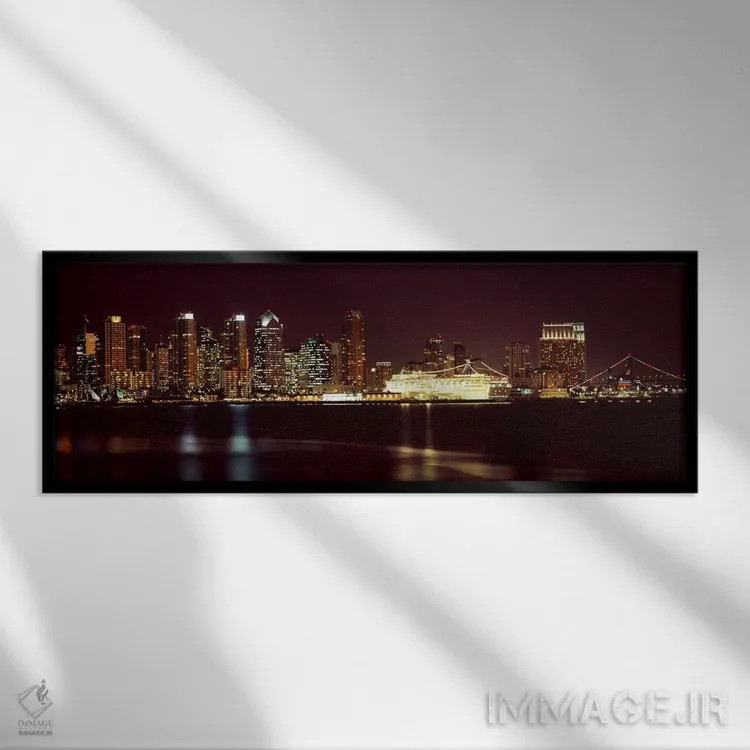 تابلو دکوراتیو San Diego, California, USA 2010 #4,ساختمان ها در کنار آ… اثر پانورامیک ایمجز - نمای قابدار مشکی