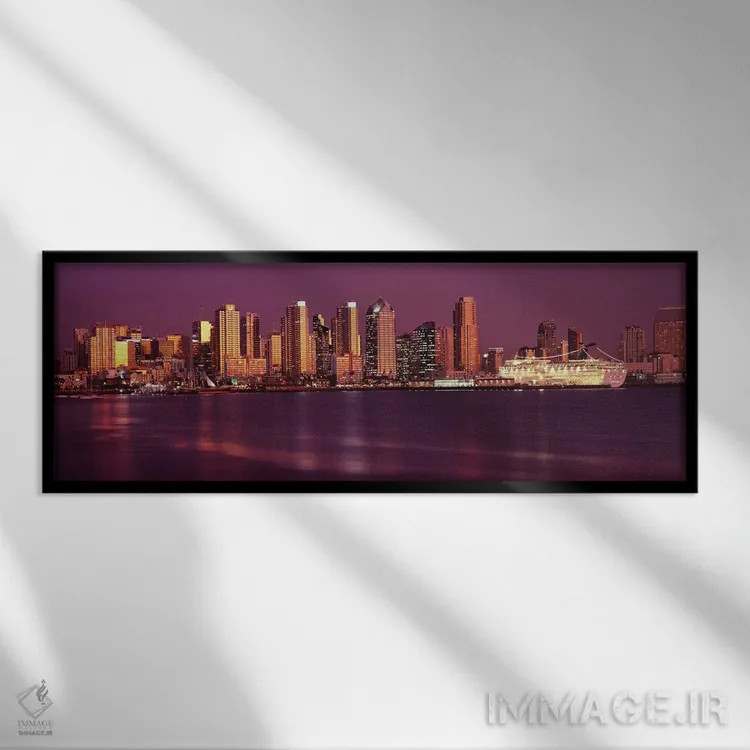 تابلو دکوراتیو San Diego, California, USA 2010 #5,ساختمان ها در کنار آ… اثر پانورامیک ایمجز - نمای قابدار مشکی