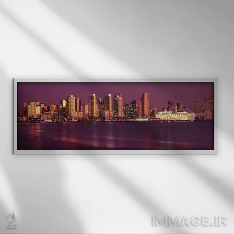 تابلو دکوراتیو San Diego, California, USA 2010 #5,ساختمان ها در کنار آ… اثر پانورامیک ایمجز - نمای قابدار سفید