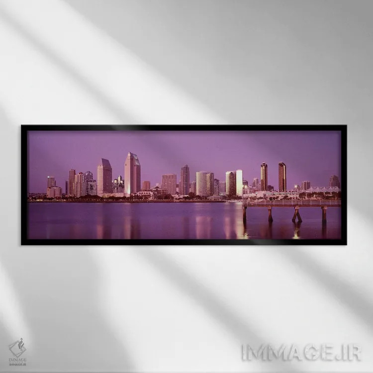 تابلو دکوراتیو San Diego, California, USA 2010 #6,ساختمان ها در کنار آ… اثر پانورامیک ایمجز - نمای قابدار مشکی