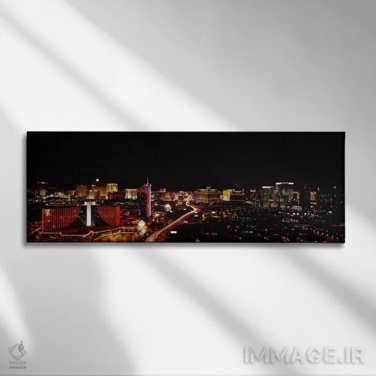تابلو دکوراتیو Las Vegas, Nevada, USA 2010 #2,شهر نورانی در شب، لاس وگ… اثر پانورامیک ایمجز - نمای روبهرو روی دیوار