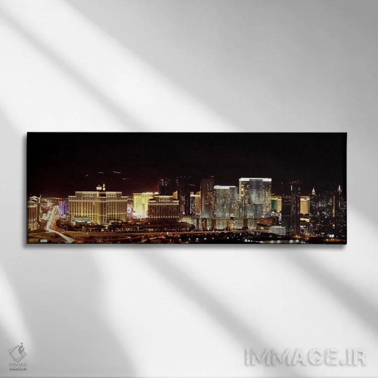 تابلو دکوراتیو Las Vegas, Nevada, USA 2010,شهر نورانی در شب، لاس وگاس… اثر پانورامیک ایمجز - نمای روبهرو روی دیوار