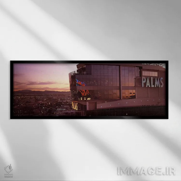تابلو دکوراتیو Palms Casino Resort, Las Vegas, Nevada, USA,هتل نورانی… اثر پانورامیک ایمجز - نمای قابدار مشکی