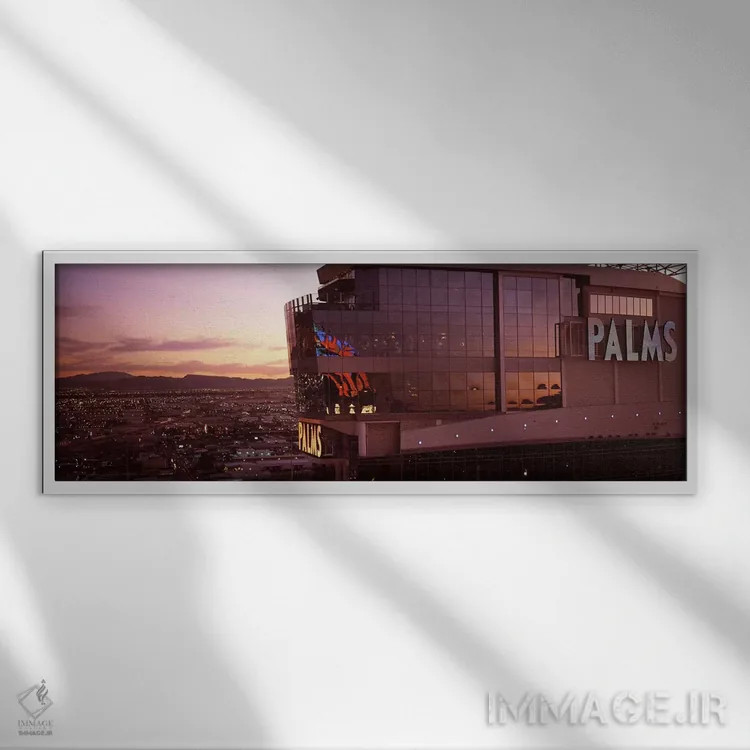 تابلو دکوراتیو Palms Casino Resort, Las Vegas, Nevada, USA,هتل نورانی… اثر پانورامیک ایمجز - نمای قابدار سفید