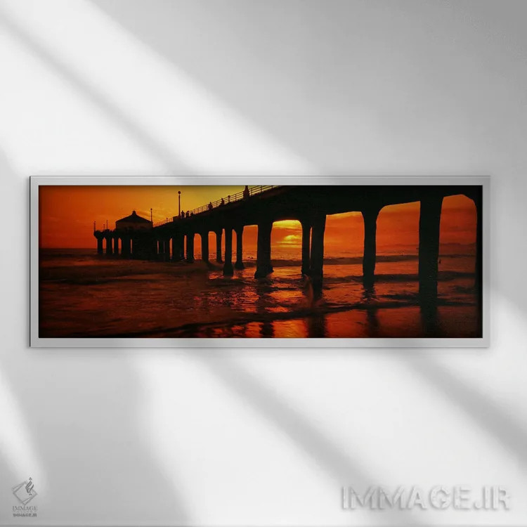 تابلو دکوراتیو Manhattan Beach Pier, Manhattan Beach, Los Angeles Coun… اثر پانورامیک ایمجز - نمای قابدار سفید