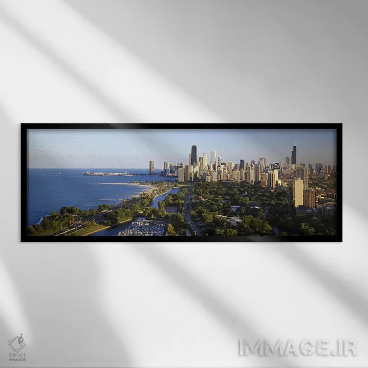 تابلو دکوراتیو Illinois, Chicago,آمریکا، ایلینوی، شیکاگو اثر پانورامیک ایمجز - نمای قابدار مشکی