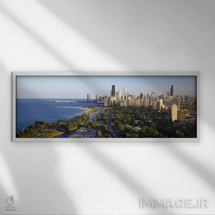 تابلو دکوراتیو Illinois, Chicago,آمریکا، ایلینوی، شیکاگو اثر پانورامیک ایمجز - نمای قابدار سفید