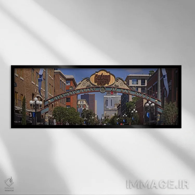 تابلو دکوراتیو Gaslamp Quarter, San Diego, California, USA,ساختمان ها… اثر پانورامیک ایمجز - نمای قابدار مشکی