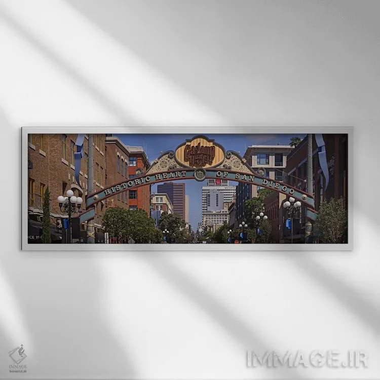 تابلو دکوراتیو Gaslamp Quarter, San Diego, California, USA,ساختمان ها… اثر پانورامیک ایمجز - نمای قابدار سفید