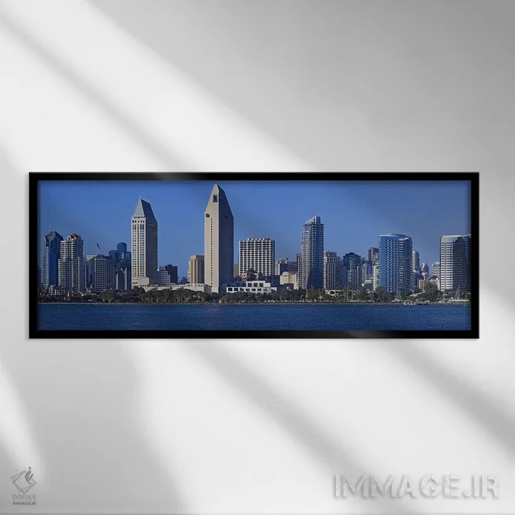 تابلو دکوراتیو San Diego, California, USA 2010,شهر در کنار آب، سن دیگو… اثر پانورامیک ایمجز - نمای قابدار مشکی