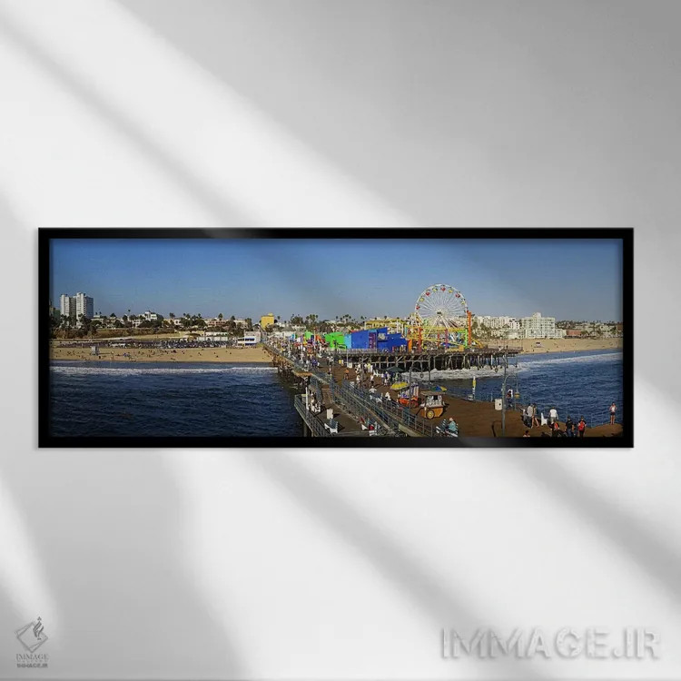 تابلو دکوراتیو Santa Monica Pier, Santa Monica, Los Angeles County, Ca… اثر پانورامیک ایمجز - نمای قابدار مشکی