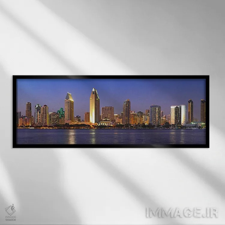 تابلو دکوراتیو San Diego, California, USA 2010 #8,ساختمان ها در کنار آ… اثر پانورامیک ایمجز - نمای قابدار مشکی
